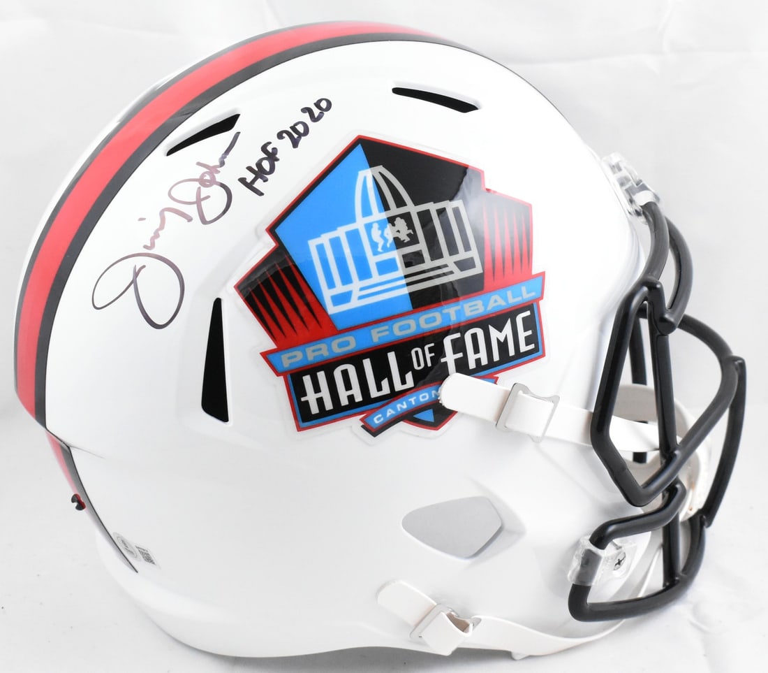 Dallas Cowboys Jimmy Johnson signed NFL Hall of Fame speed helmet Beckett hologram: Dallas Cowboys Jimmy Johnson signed NFL Hall of Fame speed helmet Beckett hologram This is a pre-owned, full-size NFL Speed Helmet autographed by Jimmy Johnson, featuring his Hall of Fame inscription.