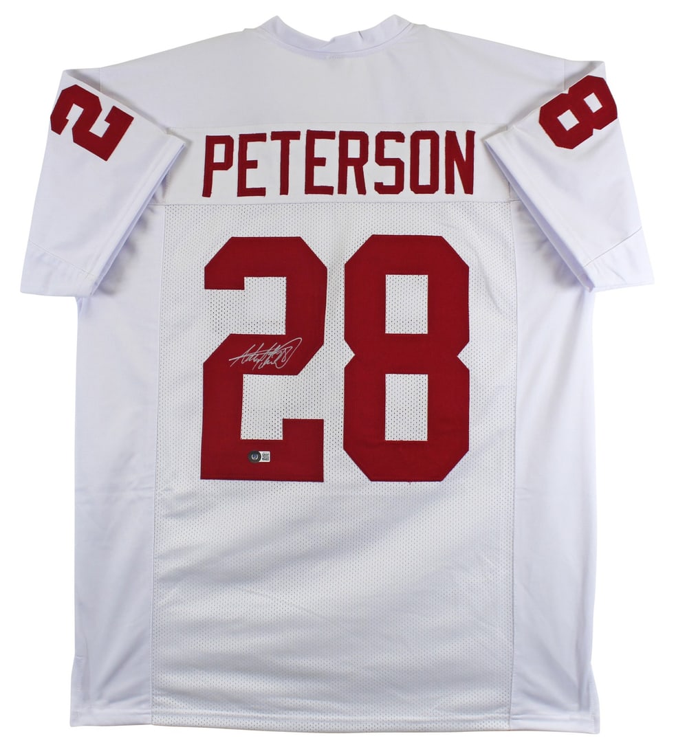 Adrian Peterson Signed Oklahoma Sooners White Jersey Beckett BAS Witness (1 of 3)