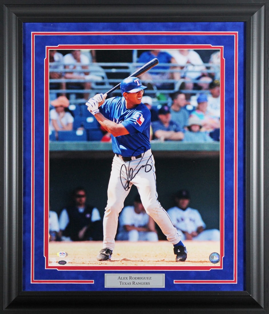 Framed 16x20 Alex Rodriguez Signed Texas Rangers Photo PSA DNA AK73689 (1 of 2)