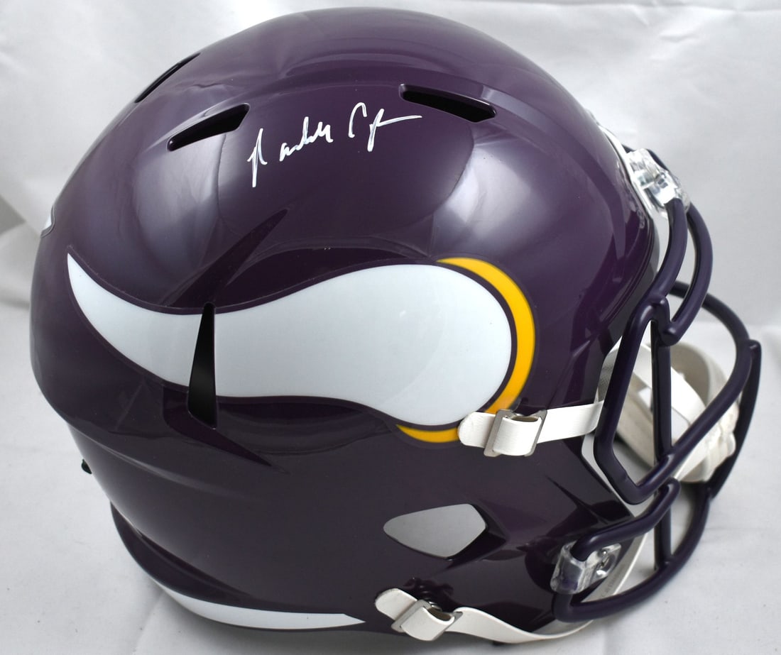 Signed Minnesota Vikings Speed Helmet by Randall Cunningham Beckett Holo (1 of 5)