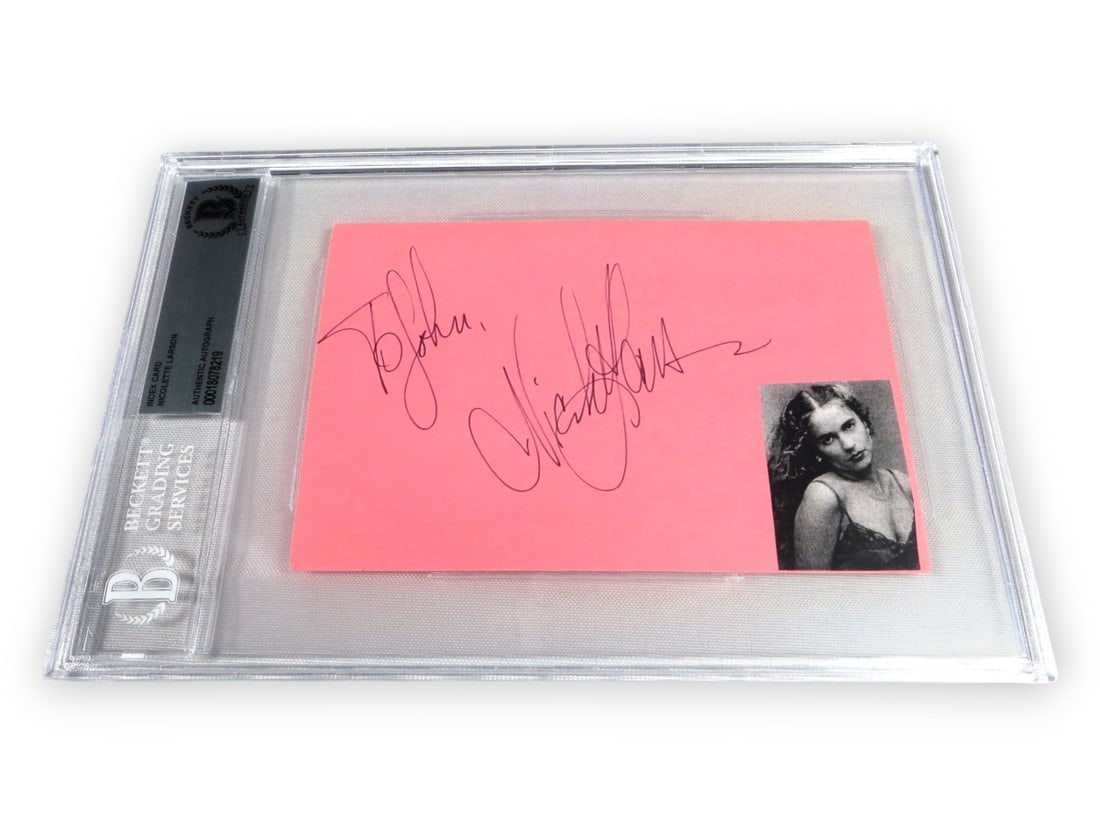 Nicolette Larson Signed Index Card Lotta Love Beckett Authenticated 1986: Nicolette Larson Signed Index Card Lotta Love Beckett Authenticated 1986 This is an original autographed index card of Nicolette Larson, the talented singer known for her hit song "Lotta Love" from 19
