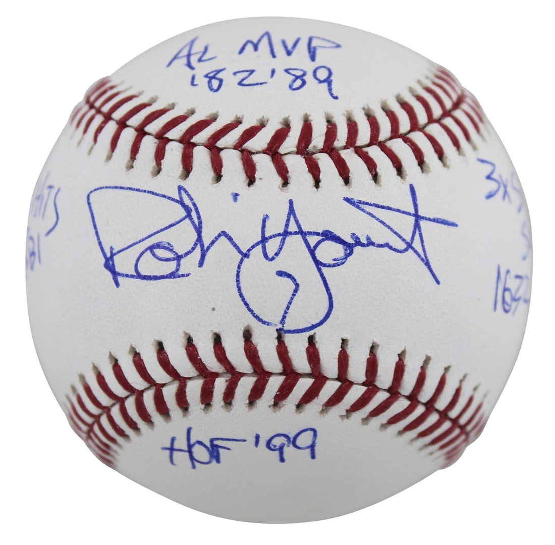 Robin Yount Signed OML Baseball With 6 Stat Inscriptions Beckett Witnessed (1 of 6)