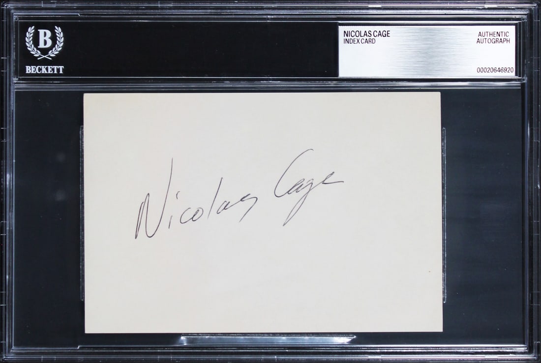 Nicolas Cage signed 4x6 index card Beckett authenticated slabbed (1 of 2)