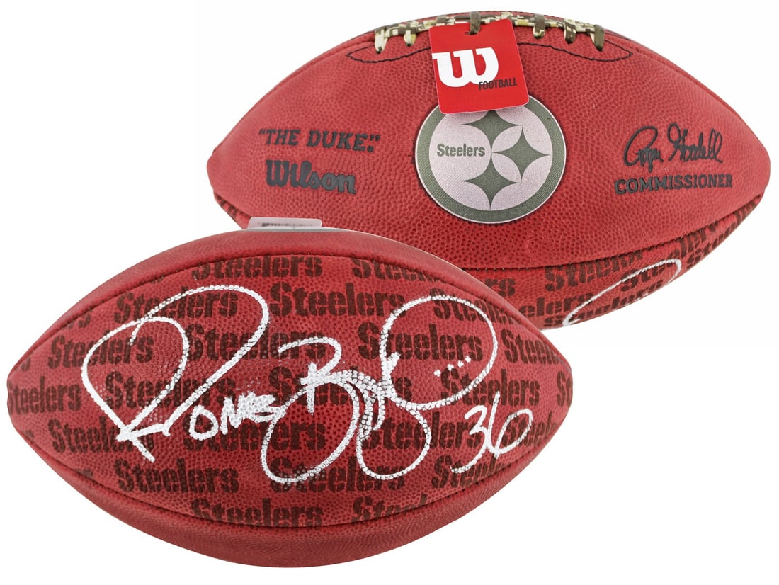 Jerome Bettis Signed Wilson Duke Football Pittsburgh Steelers BAS Authentic: Jerome Bettis Signed Wilson Duke Football Pittsburgh Steelers BAS Authentic Celebrate the legacy of Jerome Bettis with this official Wilson "The Duke" team showcase NFL football. Personally signed by 
