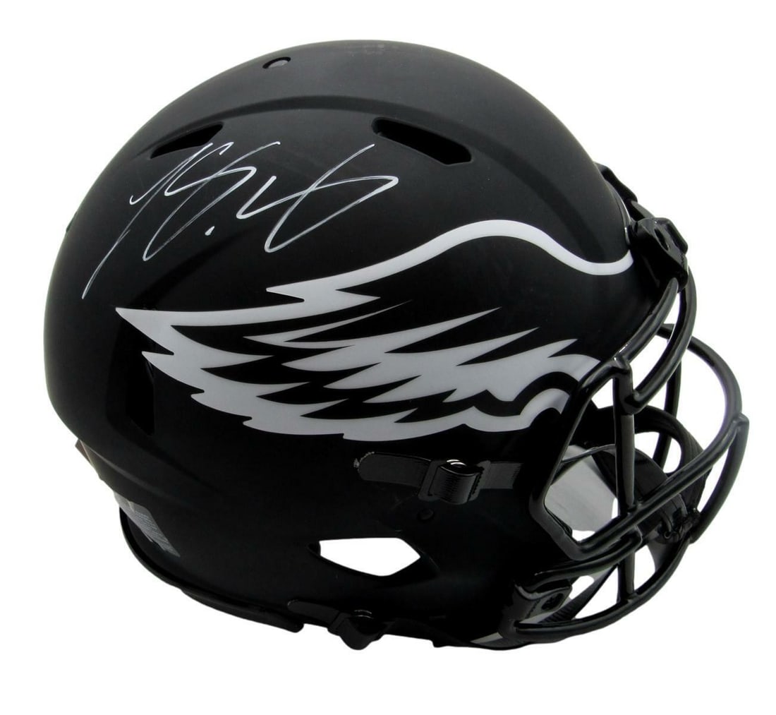 Philadelphia Eagles Eclipse Helmet Autographed by LeSean McCoy JSA Authenticated: Philadelphia Eagles Eclipse Helmet Autographed by LeSean McCoy JSA Authenticated Enhance your collection with this LeSean McCoy Signed Philadelphia Eagles Full Size Eclipse Authentic Football Helmet. 