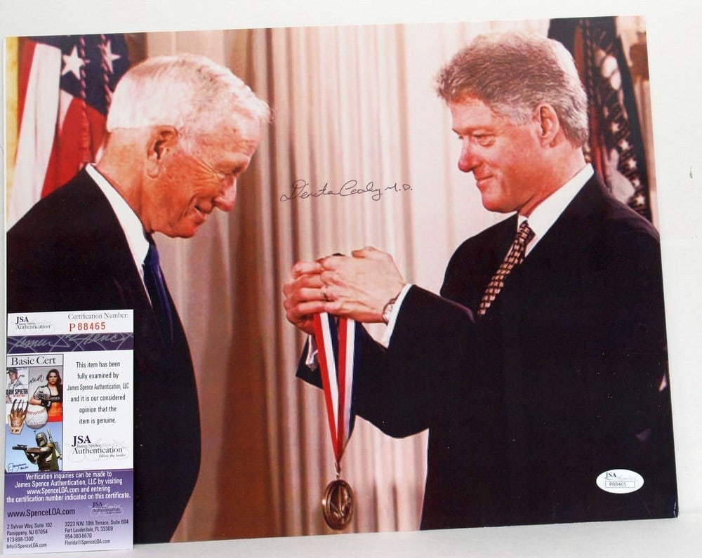 11x14 Photo Signed by Dr Denton A Cooley Heart Surgeon JSA Authenticated: 11x14 Photo Signed by Dr Denton A Cooley Heart Surgeon JSA Authenticated This is an original 11x14 photograph signed by Dr. Denton A. Cooley, a renowned heart surgeon. The autograph has been authentic