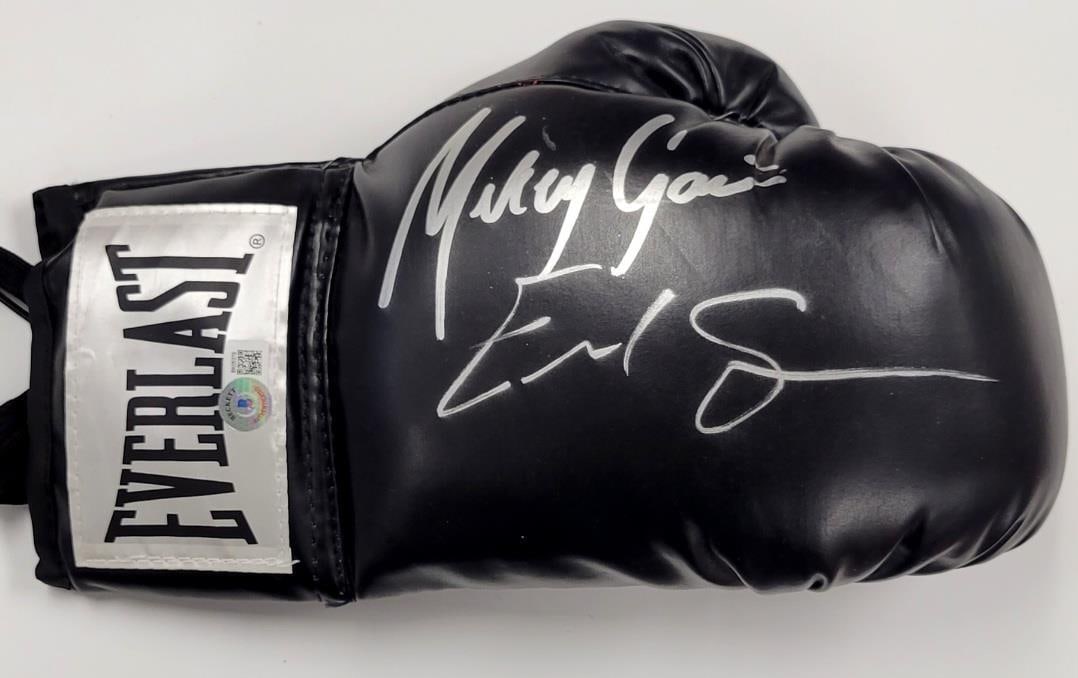 Mikey Garcia Signed Boxing Glove with Beckett BAS Authentication: Mikey Garcia Signed Boxing Glove with Beckett BAS Authentication This is an original boxing glove autographed by renowned boxers Mikey Garcia and Errol Spence Jr. The glove comes with Beckett Authenti
