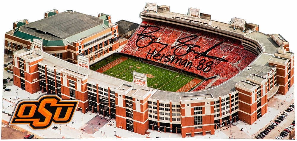 Barry Sanders autographed 13 inch Oklahoma State stadium replica Heisman 88 (1 of 2)