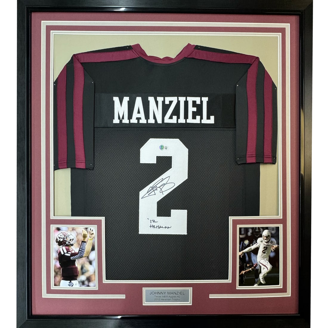 Johnny Manziel signed Texas A&M Aggies framed black jersey JSA COA (1 of 2)