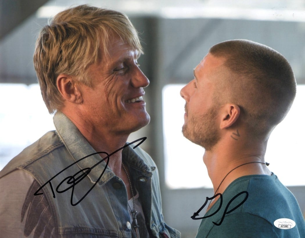 Dolph Lundgren Glen Powell Signed 11x14 Photo Expendables 3 JSA Authenticated (1 of 2)