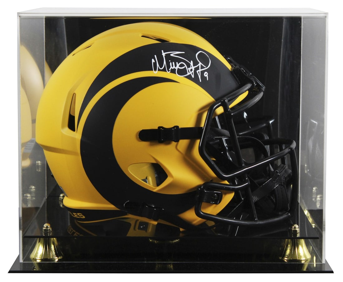 Matthew Stafford autographed Rams Riddell Speed replica helmet with display case BAS: Matthew Stafford autographed Rams Riddell Speed replica helmet with display case BAS Autographed Los Angeles Rams Rave full-size Speed replica helmet signed by Matthew Stafford and presented with a UV
