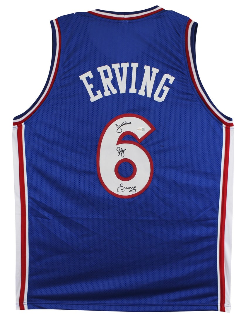 JSA Witness Julius Dr J Erving Signed Philadelphia 76ers Blue Jersey (1 of 3)