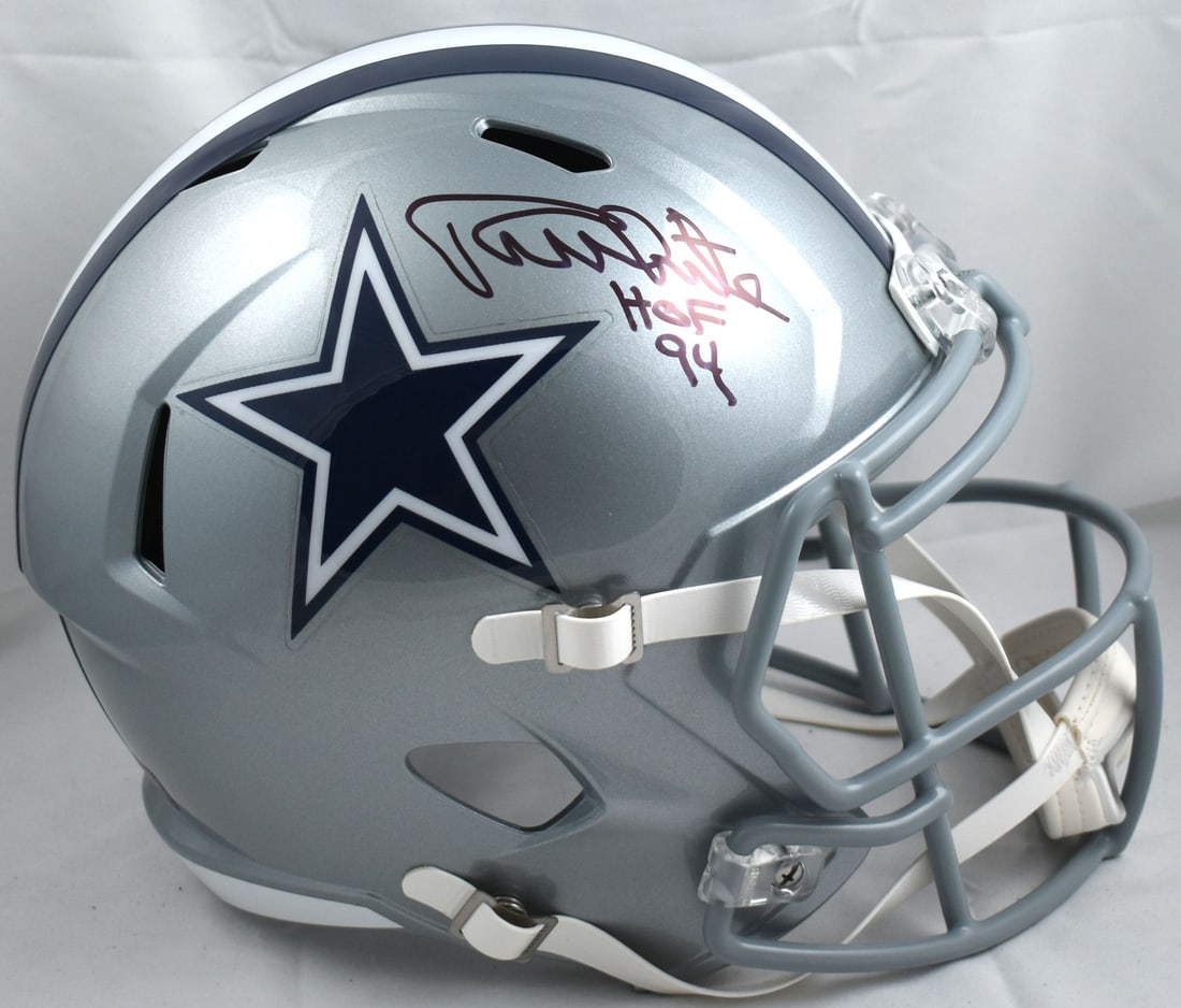 Dallas Cowboys full size speed helmet Randy White signed HOF: Dallas Cowboys full size speed helmet Randy White signed HOF This is a Dallas Cowboys full-size Speed helmet autographed by Randy White, featuring his Hall of Fame inscription. The helmet is an origin