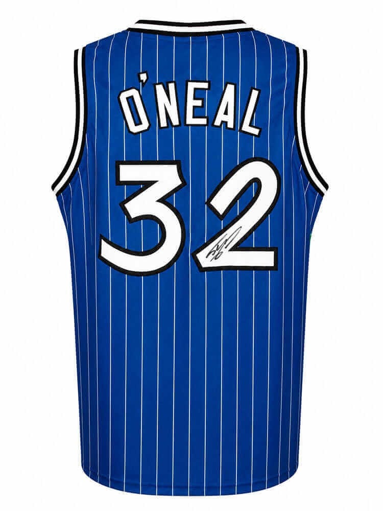 Blue throwback basketball jersey signed by Shaquille O'Neal Orlando Magic (1 of 2)