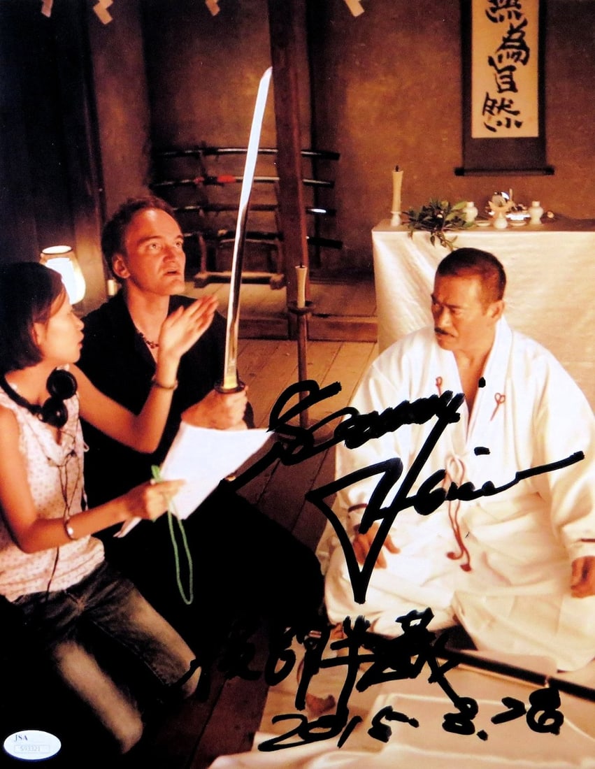 Sonny Chiba Autographed 11X14 Photo Kill Bill JSA Authenticated: Sonny Chiba Autographed 11X14 Photo Kill Bill JSA Authenticated This stunning 11x14 photograph of Sonny Chiba, featuring his autograph, is a must-have for any fan. The signature has been authenticated