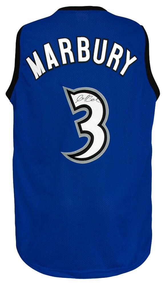 Stephon Marbury Signed Blue Custom Jersey with COA: Stephon Marbury Signed Blue Custom Jersey with COA Celebrate the legacy of basketball with this signed blue throwback custom jersey of Stephon Marbury from his time with the Minnesota Timberwolves. Th