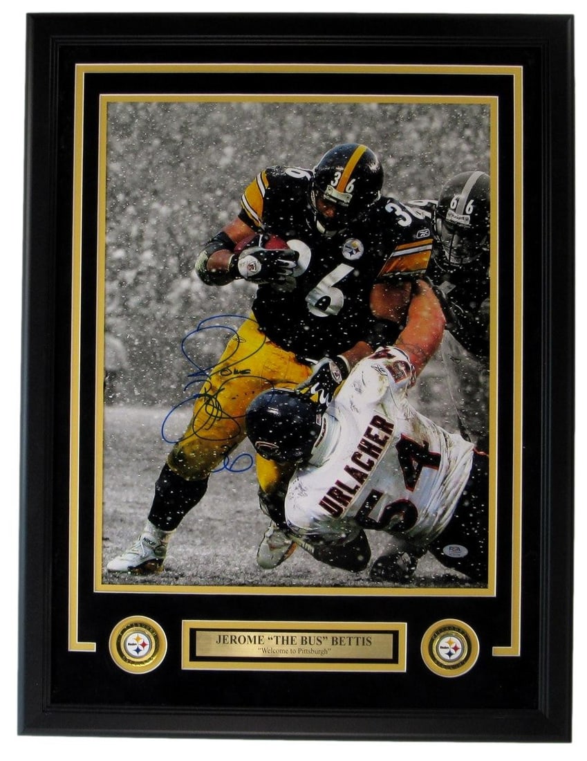 Framed 16x20 Jerome Bettis HOF Autographed Steelers Photo PSA DNA (1 of 4)