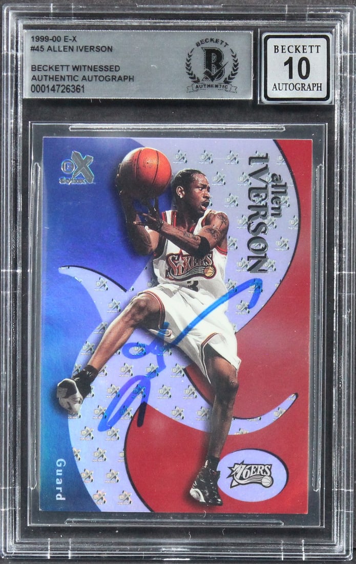 Allen Iverson 1999 E-X 45 autographed card BAS Gem Mint 10 (1 of 2)