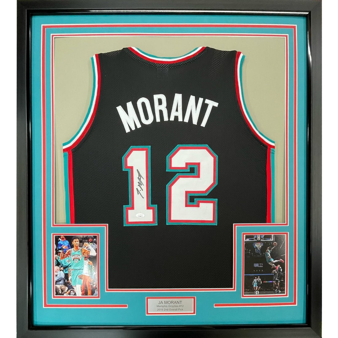 Ja Morant signed framed Memphis Grizzlies black jersey JSA (1 of 2)