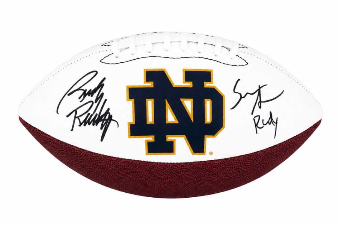 Dual Signed Notre Dame Logo Football Sean Astin Rudy Ruettiger COA (1 of 1)