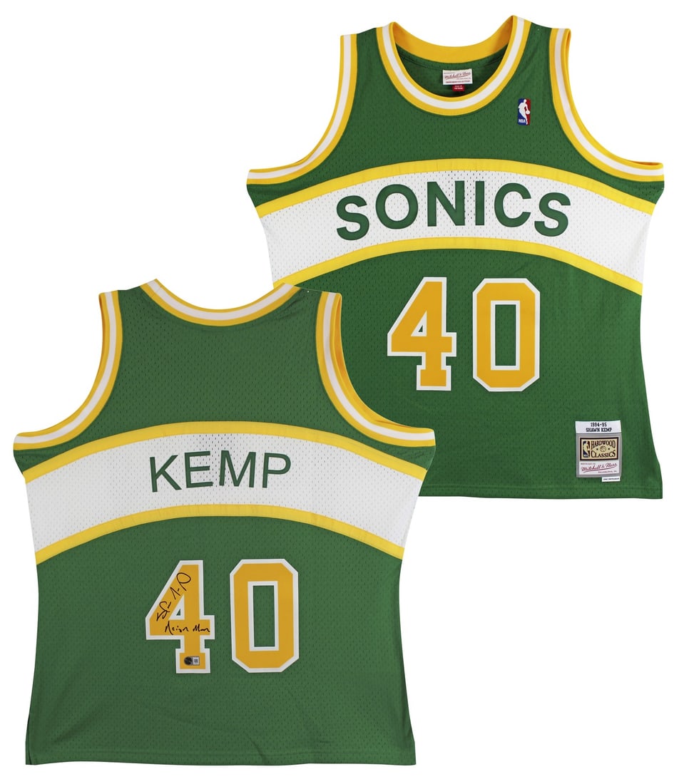 Shawn Kemp signed Seattle Supersonics Mitchell and Ness 1994-95 swingman jersey BAS (1 of 6)