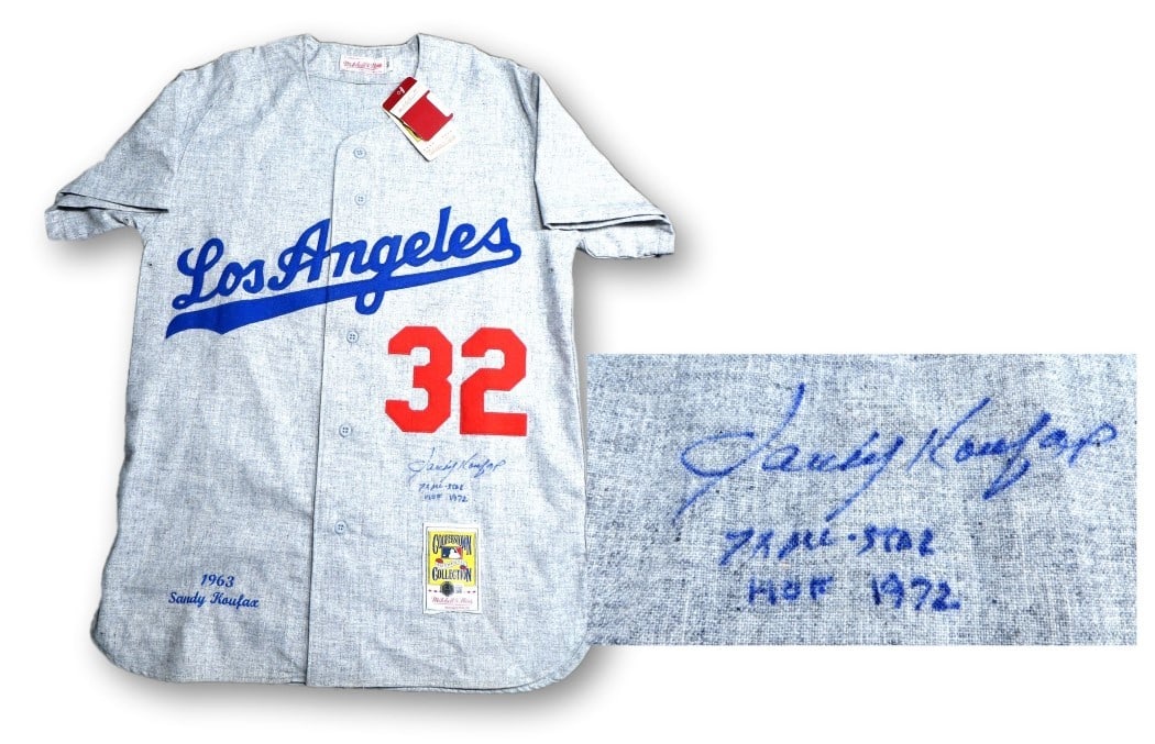 Sandy Koufax Signed Jersey Dodgers 7X All-Star HOF Beckett Authenticated: Sandy Koufax Signed Jersey Dodgers 7X All-Star HOF Beckett Authenticated This is an original Sandy Koufax autographed jersey from the Los Angeles Dodgers, featuring the inscription "7X All-Star HOF 19