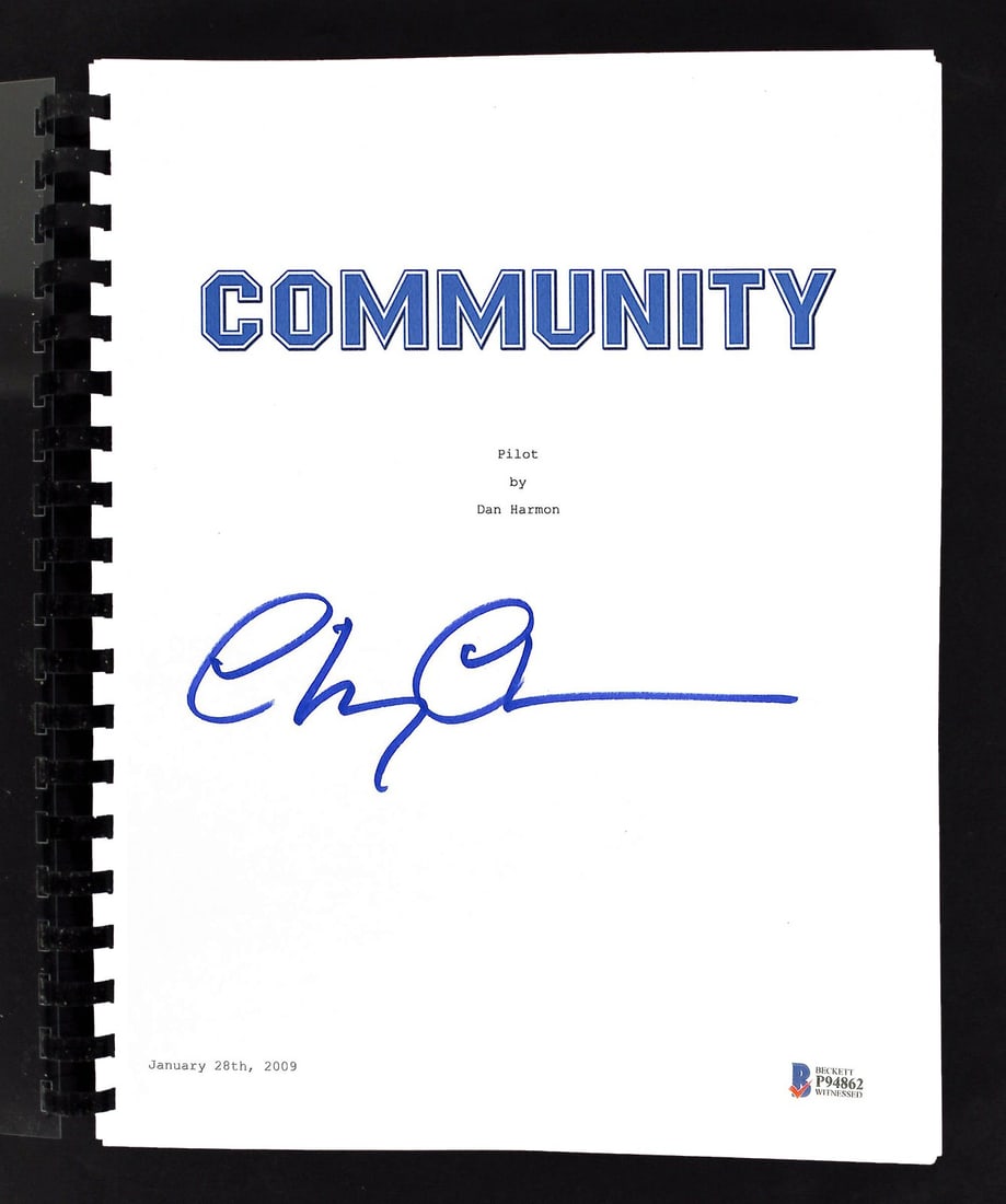 Chevy Chase Autographed Community Pilot Episode Script BAS Certified: Chevy Chase Autographed Community Pilot Episode Script BAS Certified This is an original, autographed pilot episode TV script from the acclaimed show "Community," personally signed by Chevy Chase. The