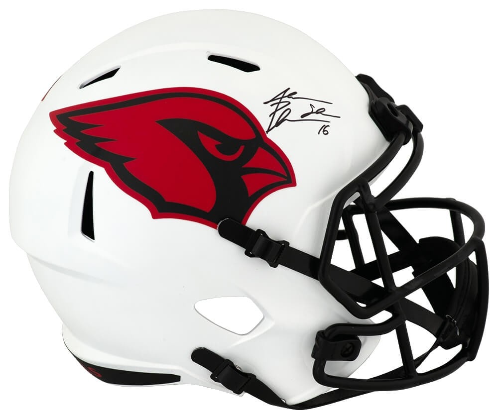 Jake Plummer Signed Arizona Cardinals Lunar Eclipse Helmet with Snake Inscription: Jake Plummer Signed Arizona Cardinals Lunar Eclipse Helmet with Snake Inscription This is a signed full-size speed replica helmet of Jake Plummer, showcasing the Arizona Cardinals' Lunar Eclipse desig