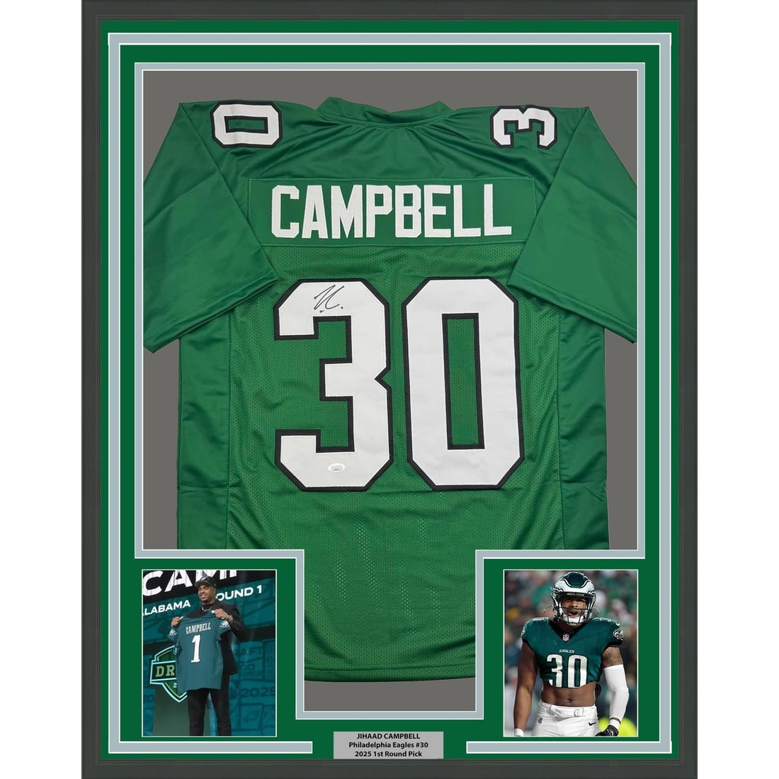 35x39 Framed Jihaad Campbell Signed Eagles Jersey JSA Authenticated (1 of 2)
