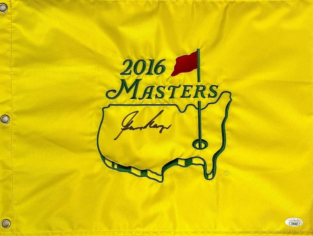 Gary Player Signed 2016 Masters Pin Flag JSA AK80809: Gary Player Signed 2016 Masters Pin Flag JSA AK80809 This is an official yellow 2016 Masters pin flag, beautifully signed by renowned golfer Gary Player. The autograph has been authenticated by James 