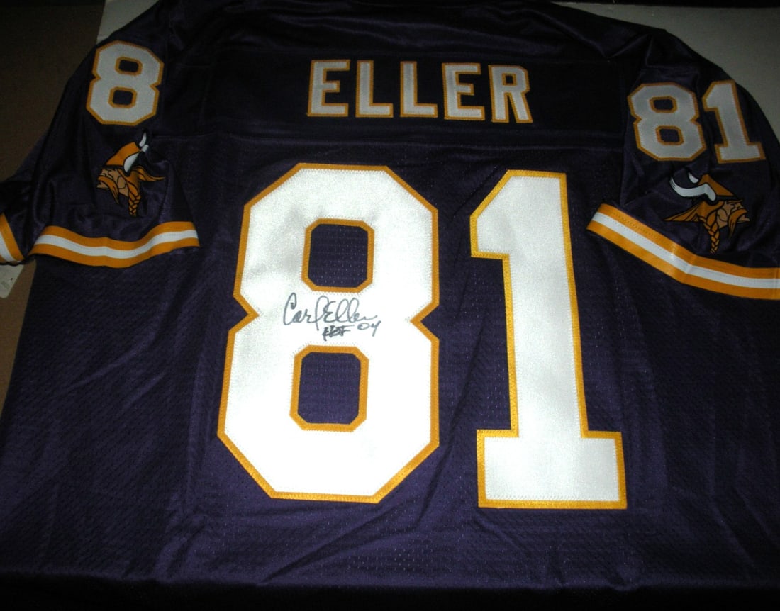 Signed Minnesota Vikings Proline Jersey by Carl Eller with COA: Signed Minnesota Vikings Proline Jersey by Carl Eller with COA This is a pre-owned, officially licensed Proline Minnesota Vikings jersey signed by Carl Eller. The jersey is an original item and comes 