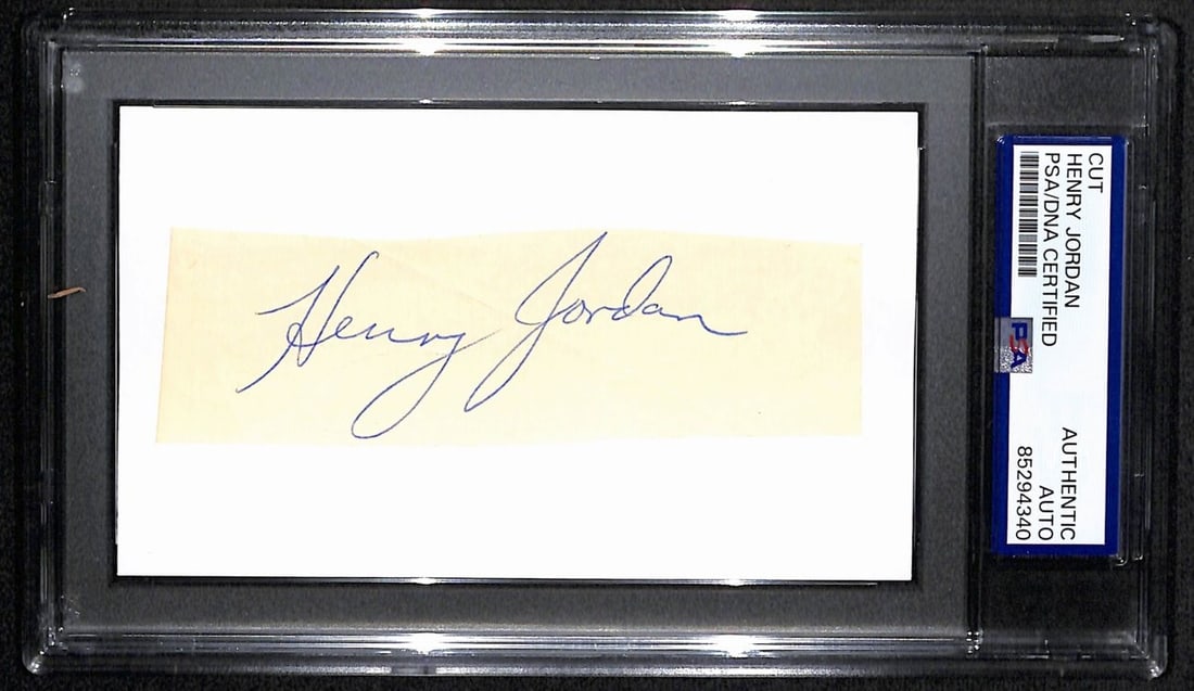 Henry Jordan HOF Autographed Cut 3x5 Card Green Bay Packers PSA/DNA (1 of 2)