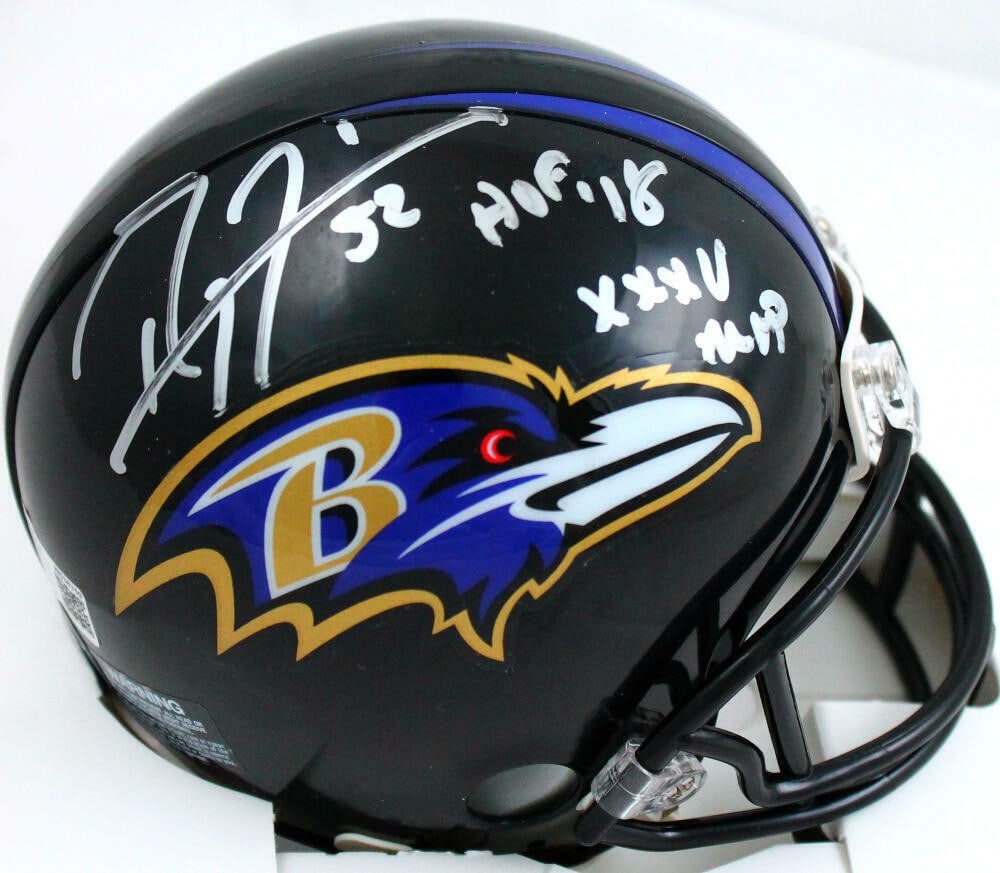 Baltimore Ravens Mini Helmet Signed by Ray Lewis 2 Inscriptions Beckett Hologram (1 of 3)