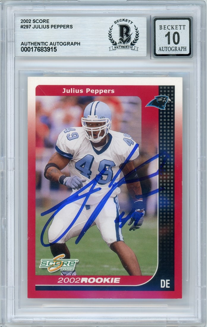Julius Peppers 2002 Score #297 rookie autographed card Panthers graded (1 of 2)