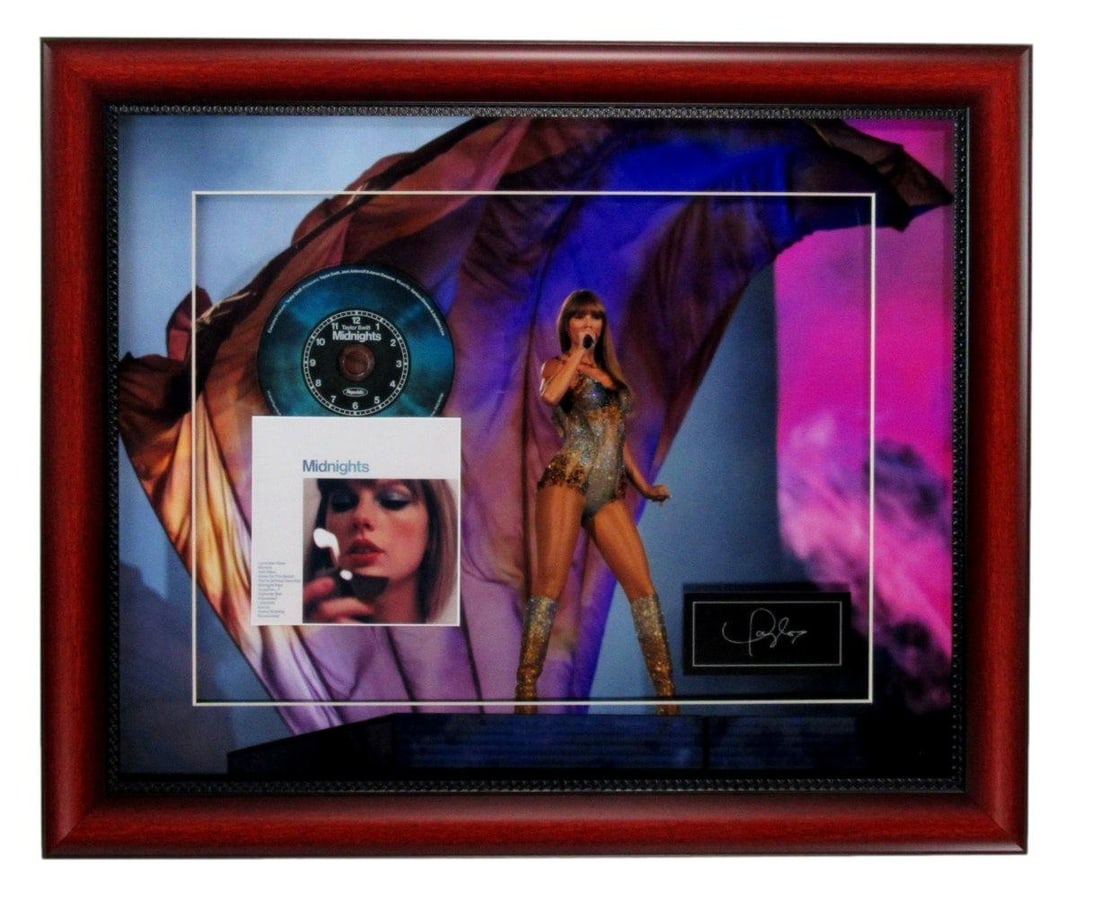 Framed Taylor Swift Midnights CD Display with Laser Engraved Signature and Photo (1 of 2)
