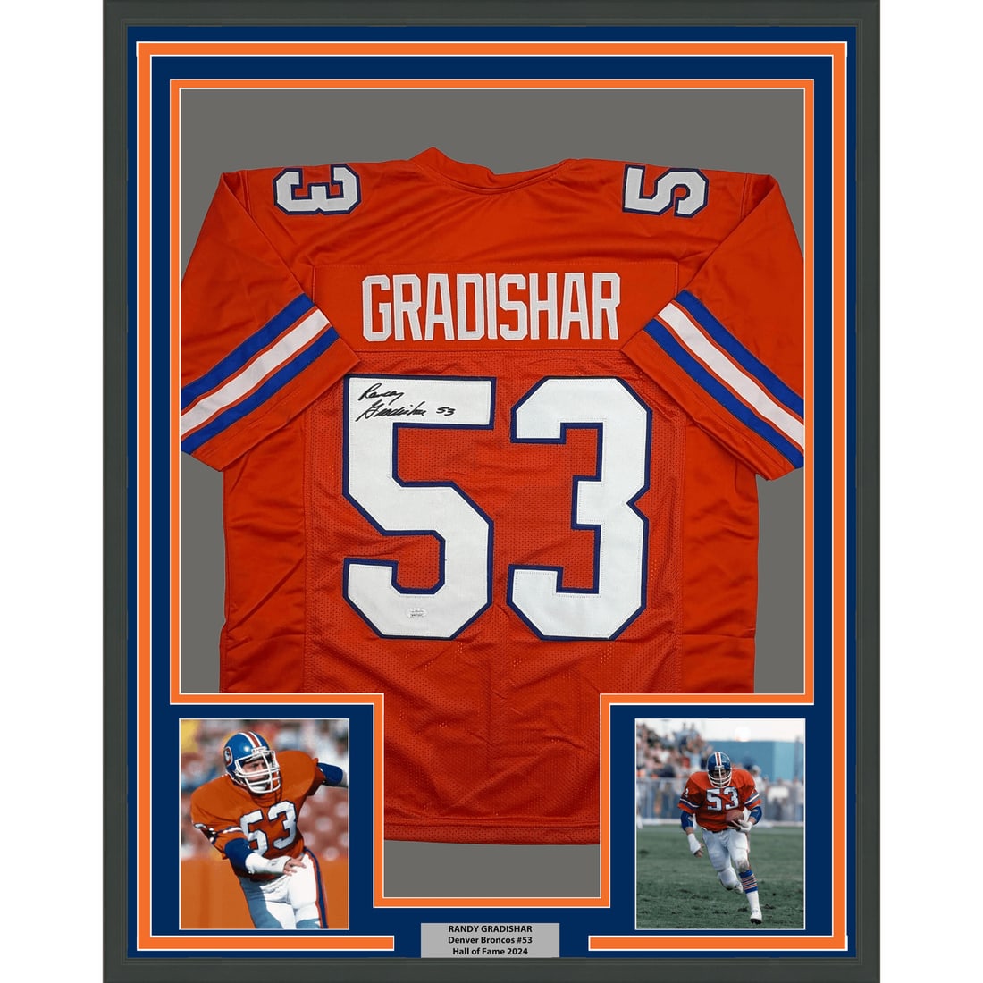 Randy Gradishar signed Denver Broncos orange framed football jersey JSA 35x39 (1 of 2)