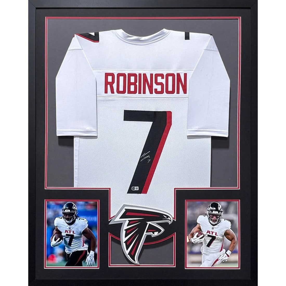 Framed Autographed Bijan Robinson Falcons Jersey Beckett Authenticated (1 of 2)