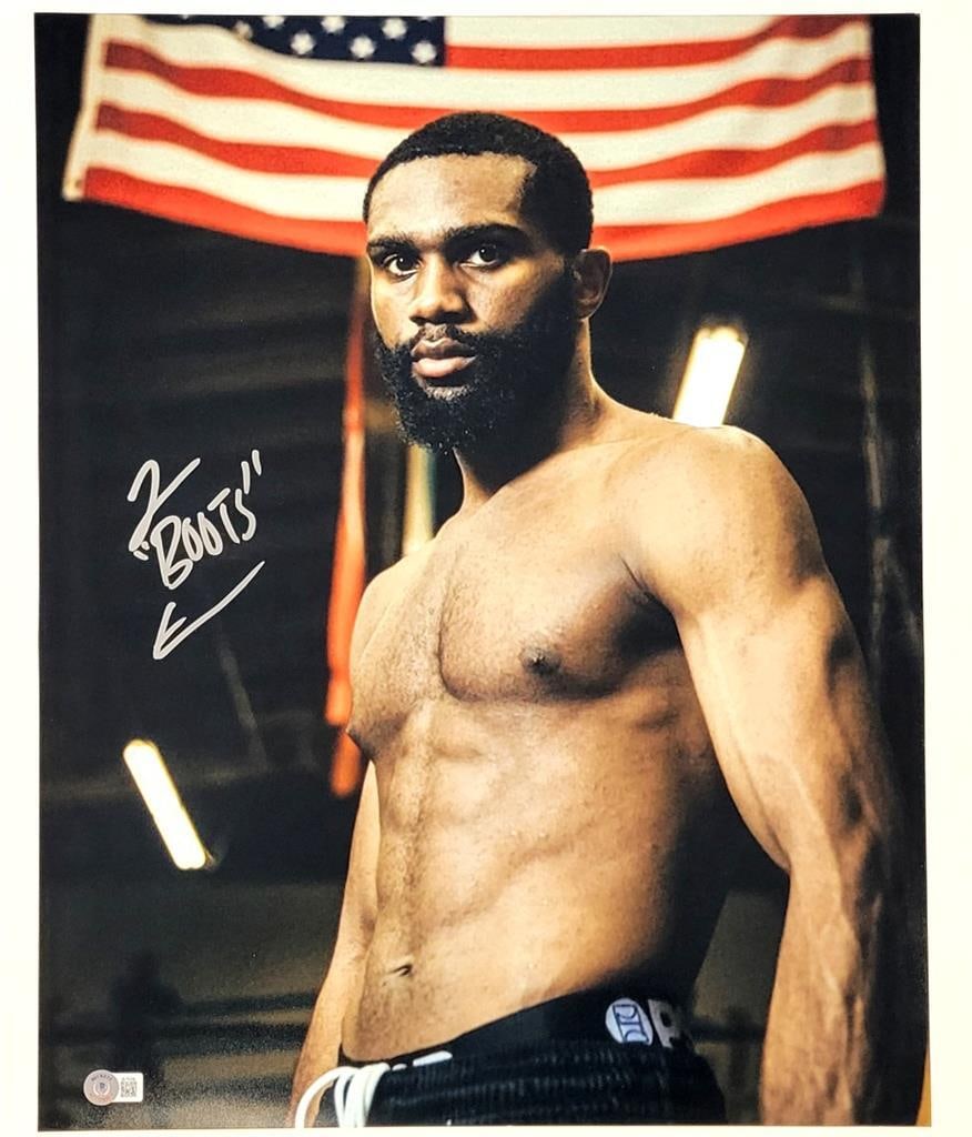 Jaron Boots Ennis Signed 16x20 Boxing Photo Beckett BAS Authenticated: Jaron Boots Ennis Signed 16x20 Boxing Photo Beckett BAS Authenticated This is an original 16x20 photograph of Jaron "Boots" Ennis, featuring his signature. The item is authenticated by Beckett Authent
