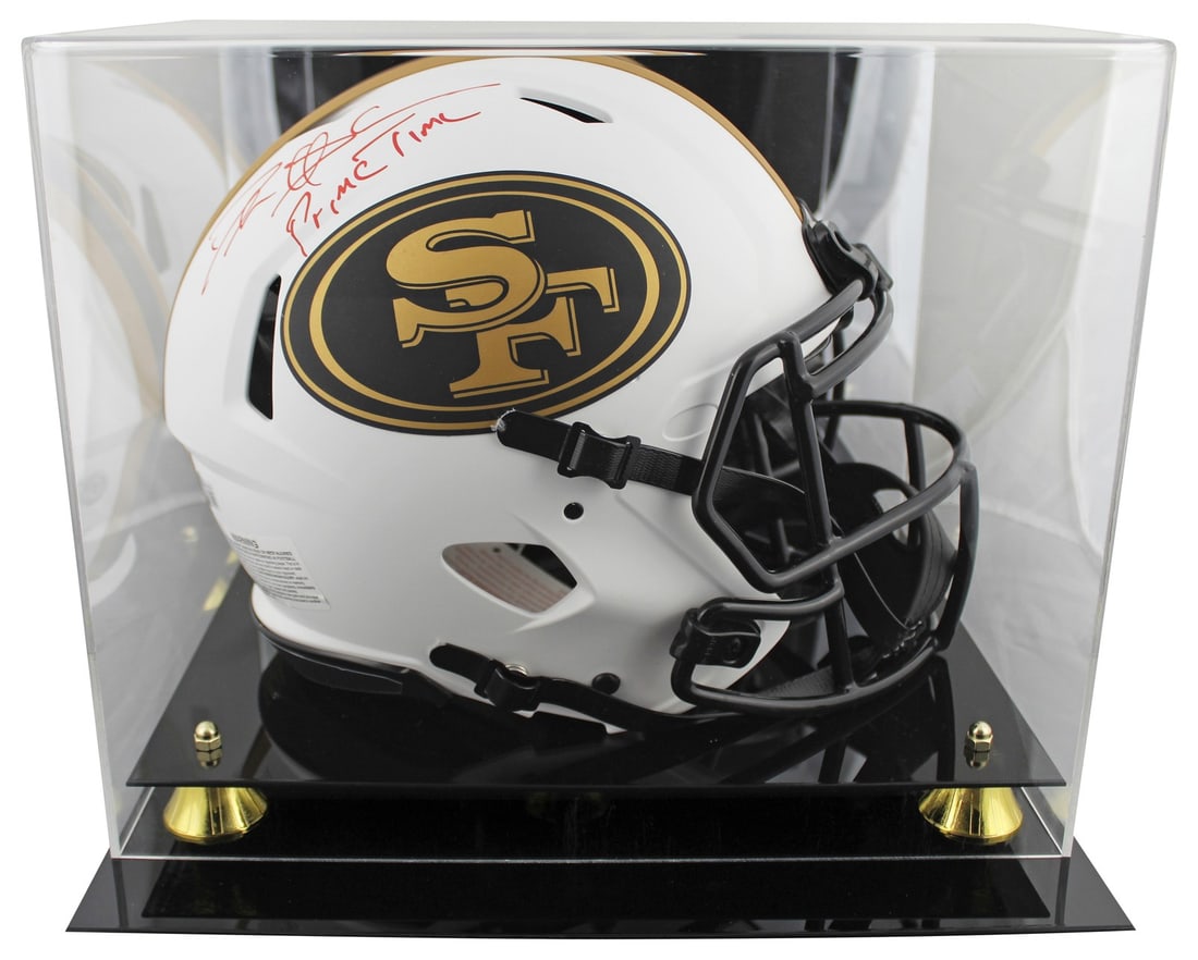 Deion Sanders Signed 49ers Lunar Full Size Helmet with Case BAS Authenticated: Deion Sanders Signed 49ers Lunar Full Size Helmet with Case BAS Authenticated This authentic Deion Sanders signed Lunar Full Size Speed Proline Helmet is a must-have for any San Francisco 49ers fan. T