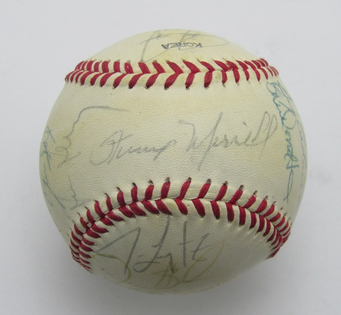 1990 New York Yankees team signed baseball Don Mattingly Deion Sanders GCA (1 of 6)
