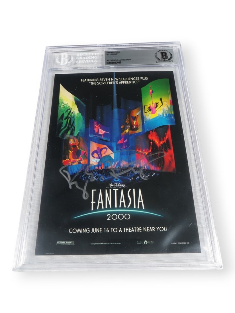 Roy Disney Signed Promo Card Fantasia 2000 Beckett Authenticated (1 of 3)