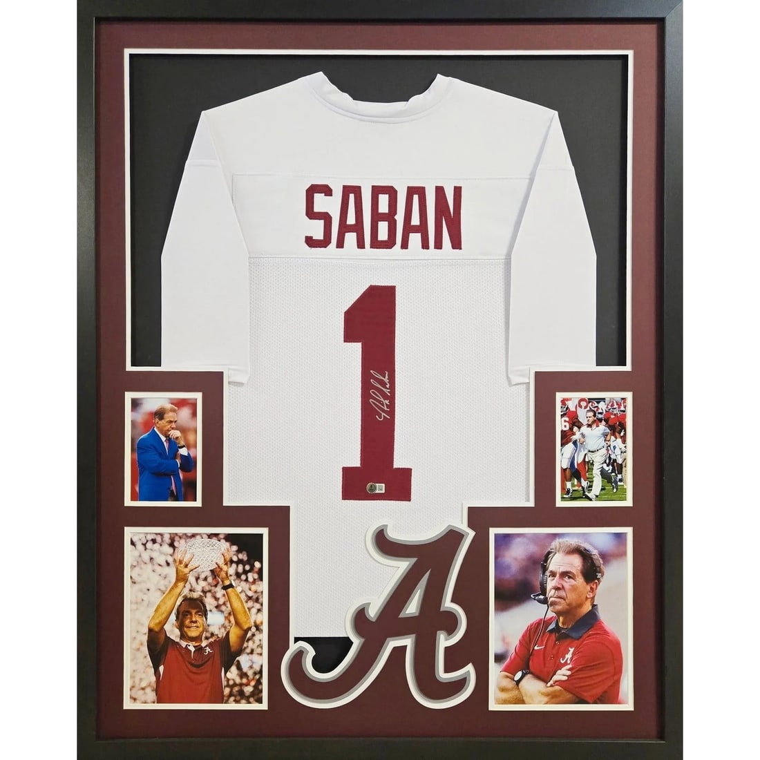 Beckett Authenticated Framed Nick Saban Alabama Jersey (1 of 2)