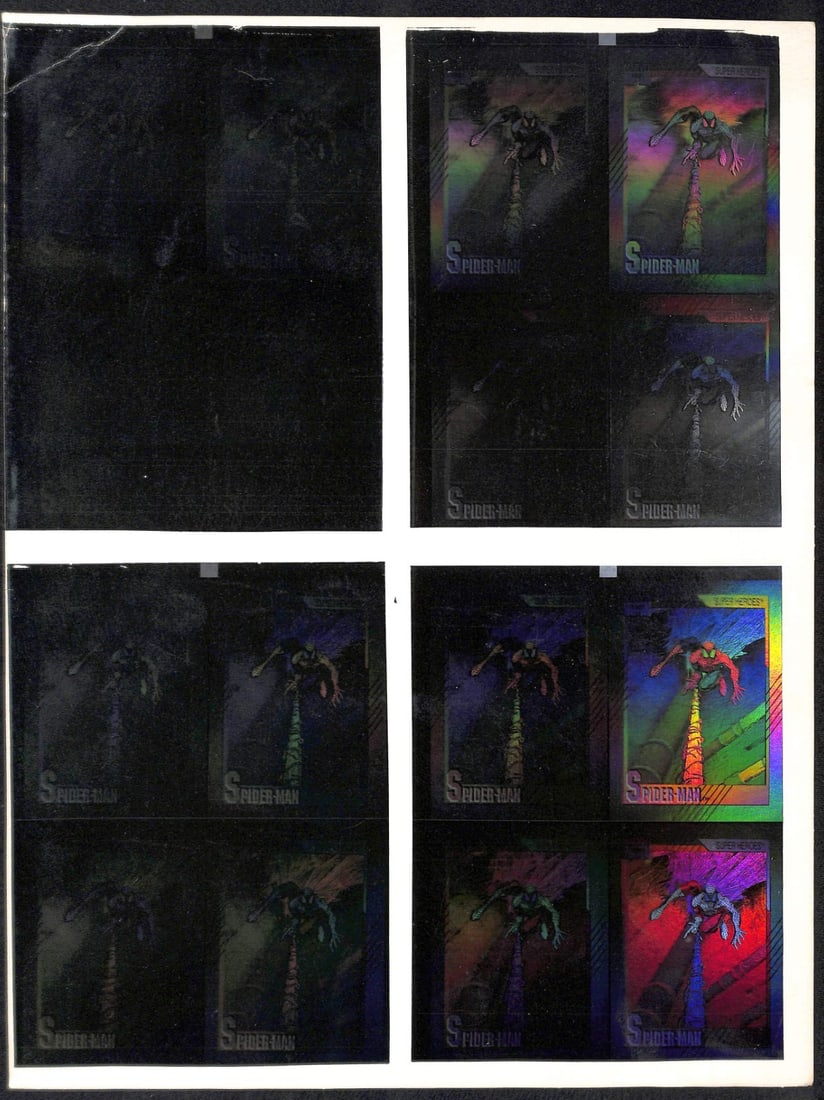 Uncut 1991 Impel Marvel Universe Spider-Man Hologram Card Sheet (1 of 3)