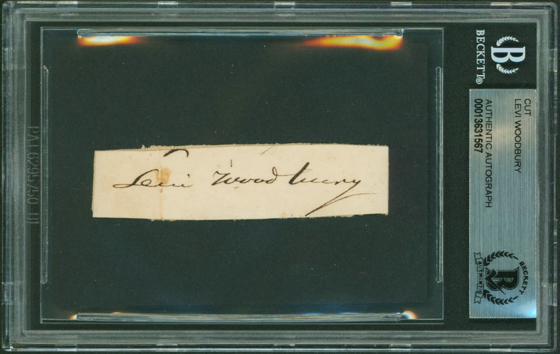 Levi Woodbury signed cut signature 0.7 x 2.75 in Beckett authenticated (1 of 3)