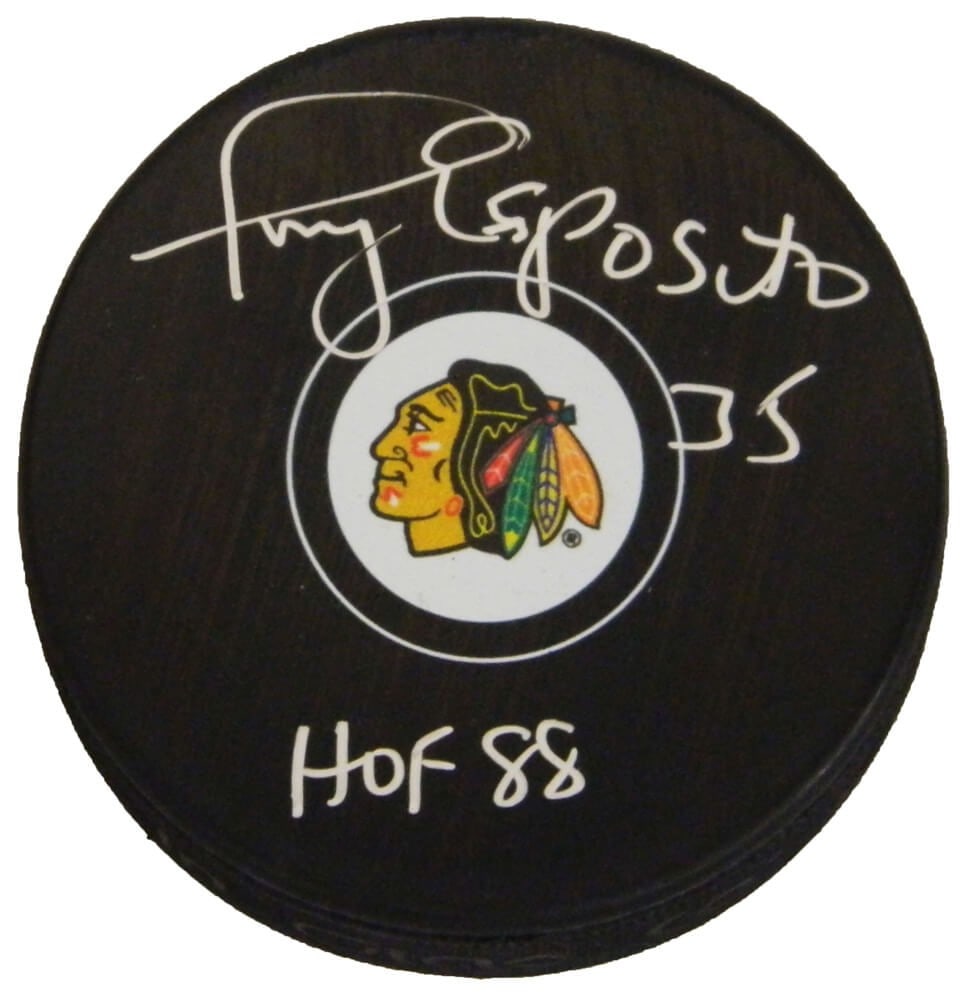Tony Esposito Signed Chicago Blackhawks Puck HOF 88 with COA (1 of 1)