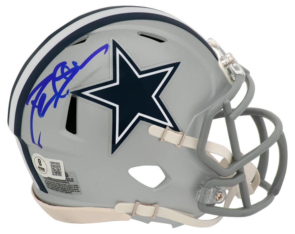 Deion Sanders Signed Dallas Cowboys Mini Helmet with Beckett COA: Deion Sanders Signed Dallas Cowboys Mini Helmet with Beckett COA Celebrate the legacy of football legend Deion Sanders with this signed Dallas Cowboys Riddell Speed mini helmet. This original item fea