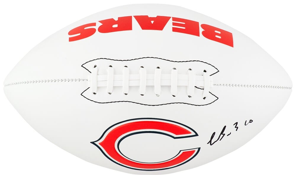 Chicago Bears White Logo Football Autographed by Luther Burden III with COA (1 of 1)