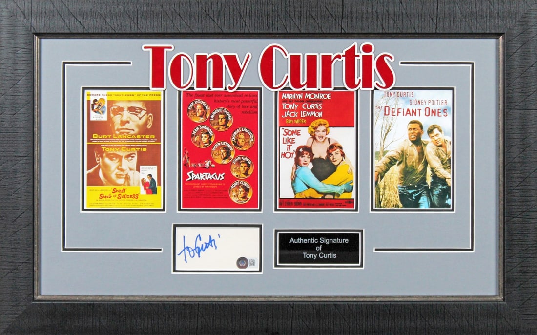 Tony Curtis Signed 3x5 Index Card Framed Display Some Like It Hot BAS (1 of 5)