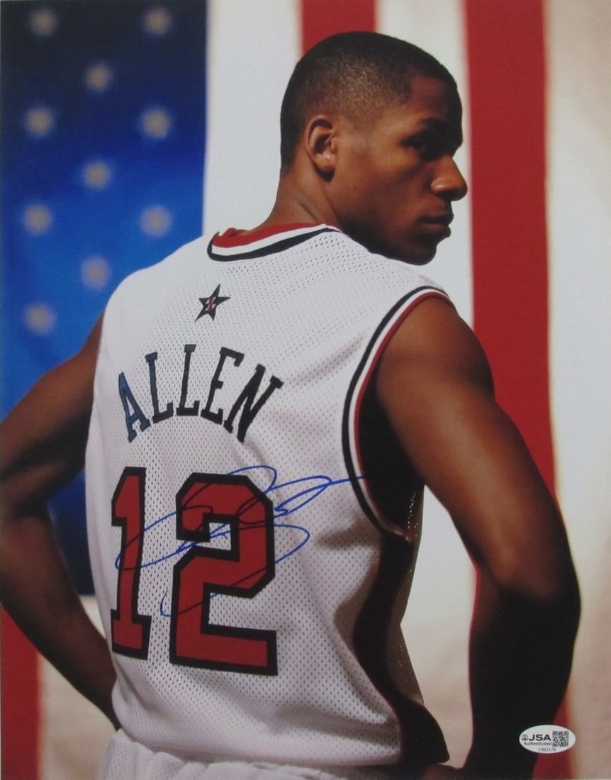 11x14 Signed Ray Allen HOF Basketball Photo JSA Heat Bucks USA (1 of 3)