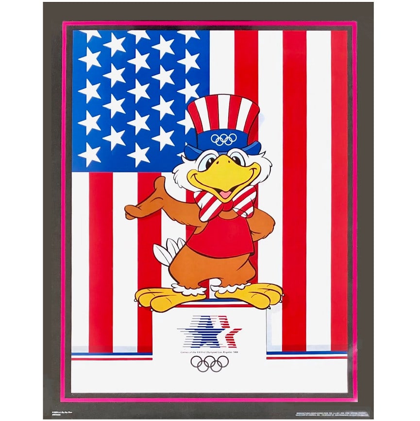 22x28 poster with Sam the Eagle and USA flag from 1984 Los Angeles Olympics (1 of 4)